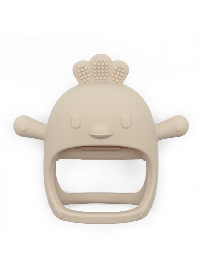 Mini Treasures BPA Free Silicone Baby Teething Toys| Baby Hand Teether Mitten for Sucking Needs| Baby Chew Toys Hand Pacifier for Soothing Teething Pain Relief - Beige - Image 1